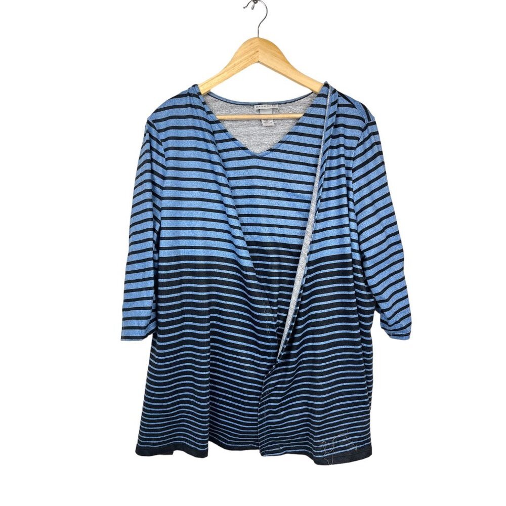 Catherines Duet Top blue stripe preppy relaxed nautical 90s size 1X